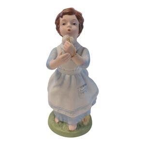 VTG 82 Avon Porcelain "Wishful Thoughts" Girl Figurine W Dandelion Hand-Painted